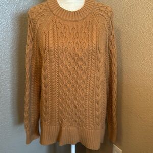 JCREW - size S EUC - tan brown cable knit sweater.